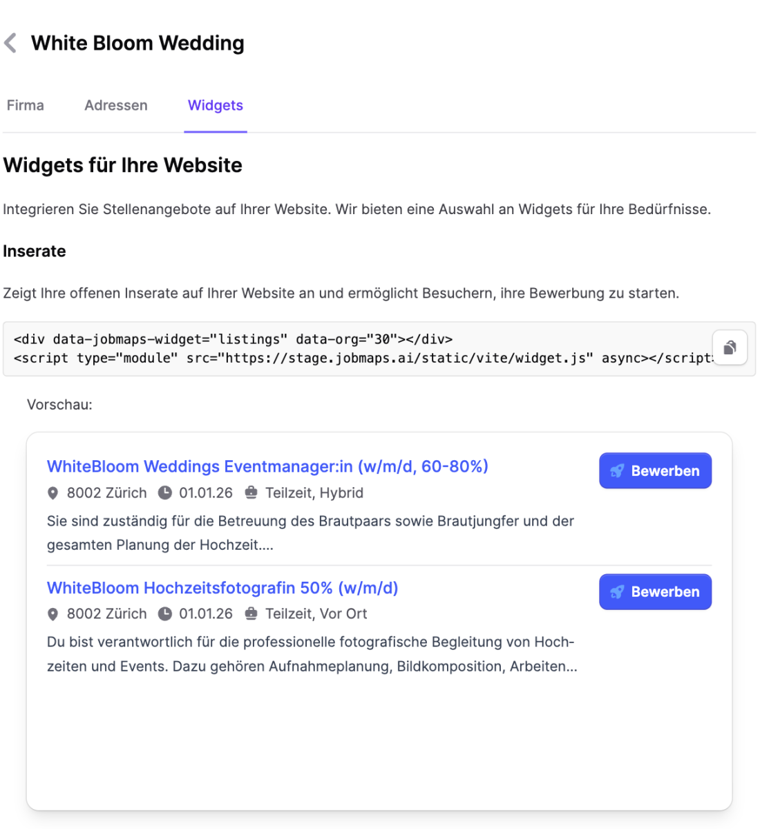 Jobmaps Free - Widget-Tool für mehr Reichweite
