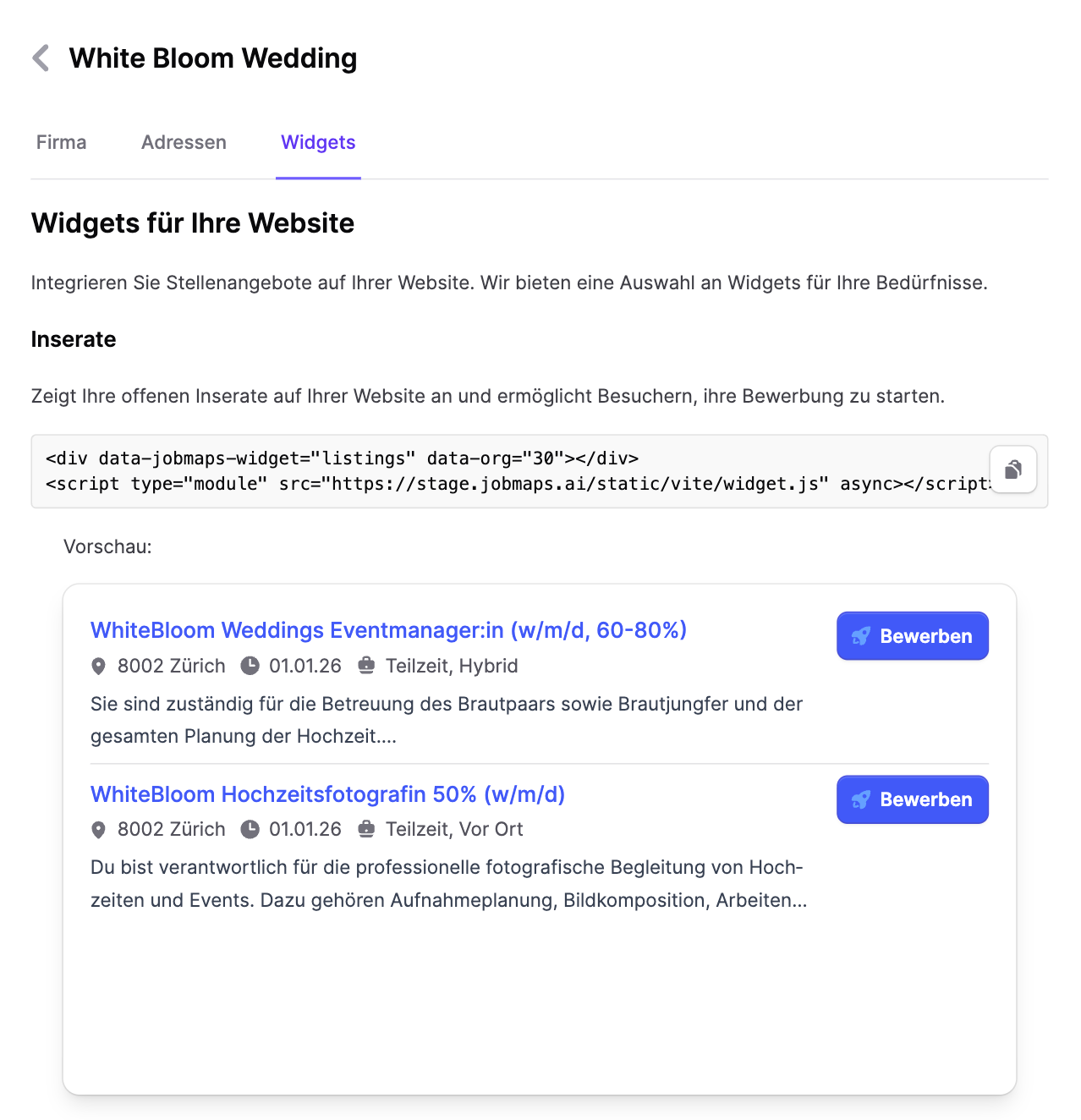 Jobmaps Free - Widget-Tool für mehr Reichweite