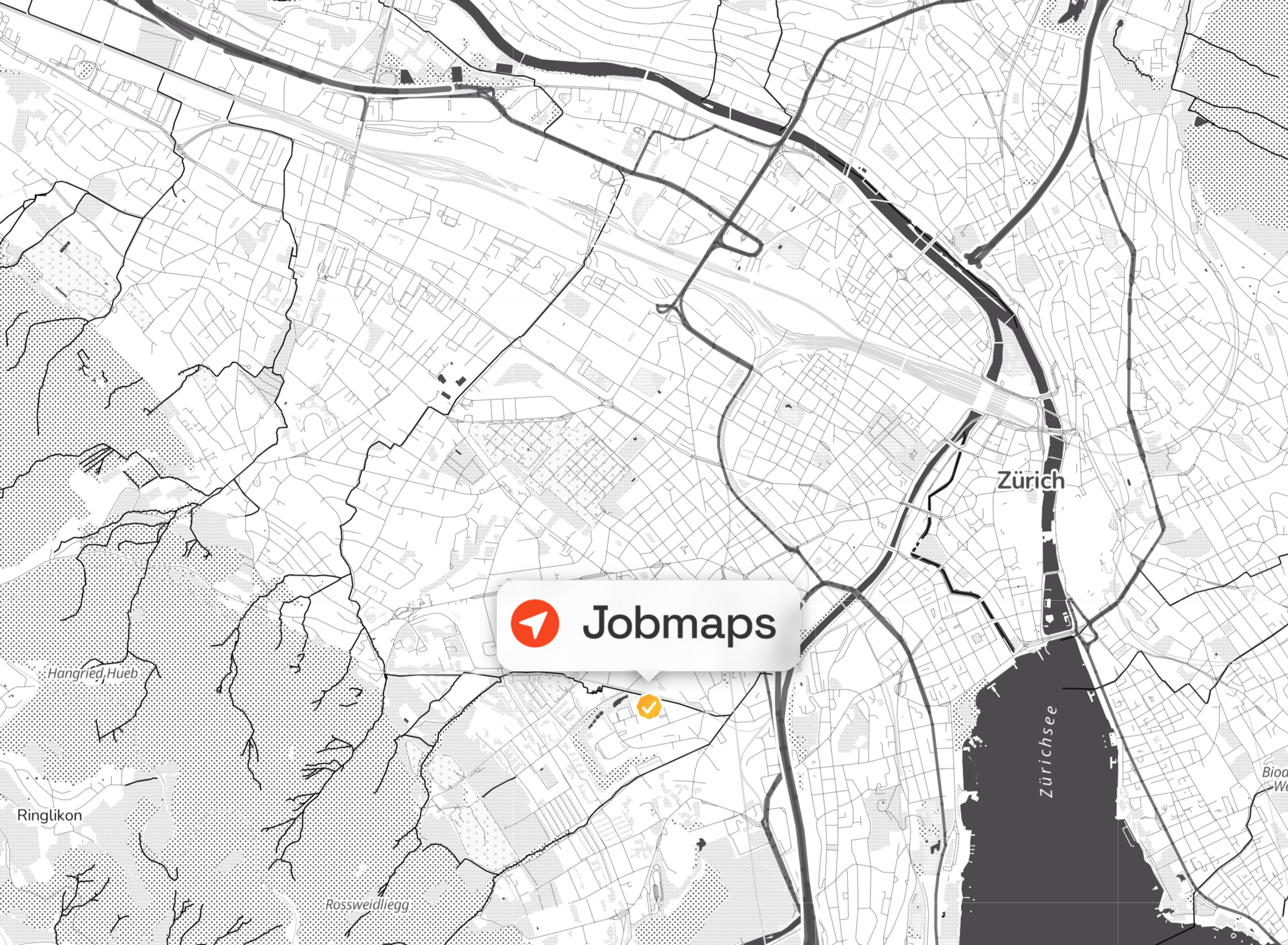 Kartenansicht Zürich mit markierten Unternehmensstandort von Jobmaps
