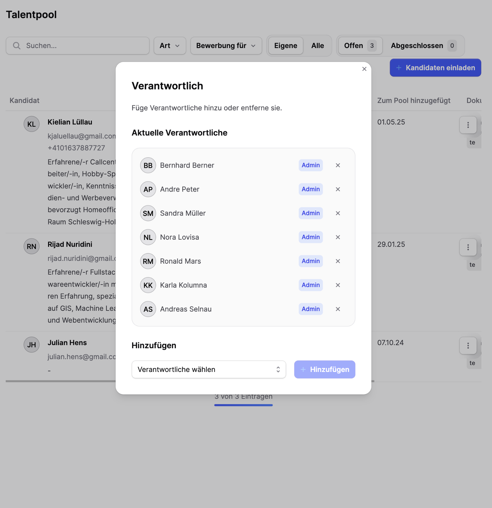 Themen-Insights: Verantwortliche und Berechtigungen verwalten
