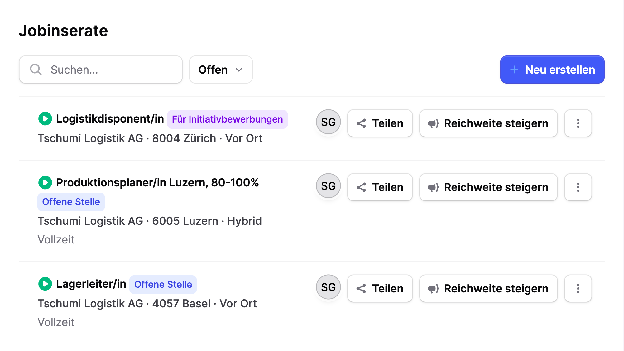 Arbeitgeber können Stellen auch als Initiativbewerbung freischalten