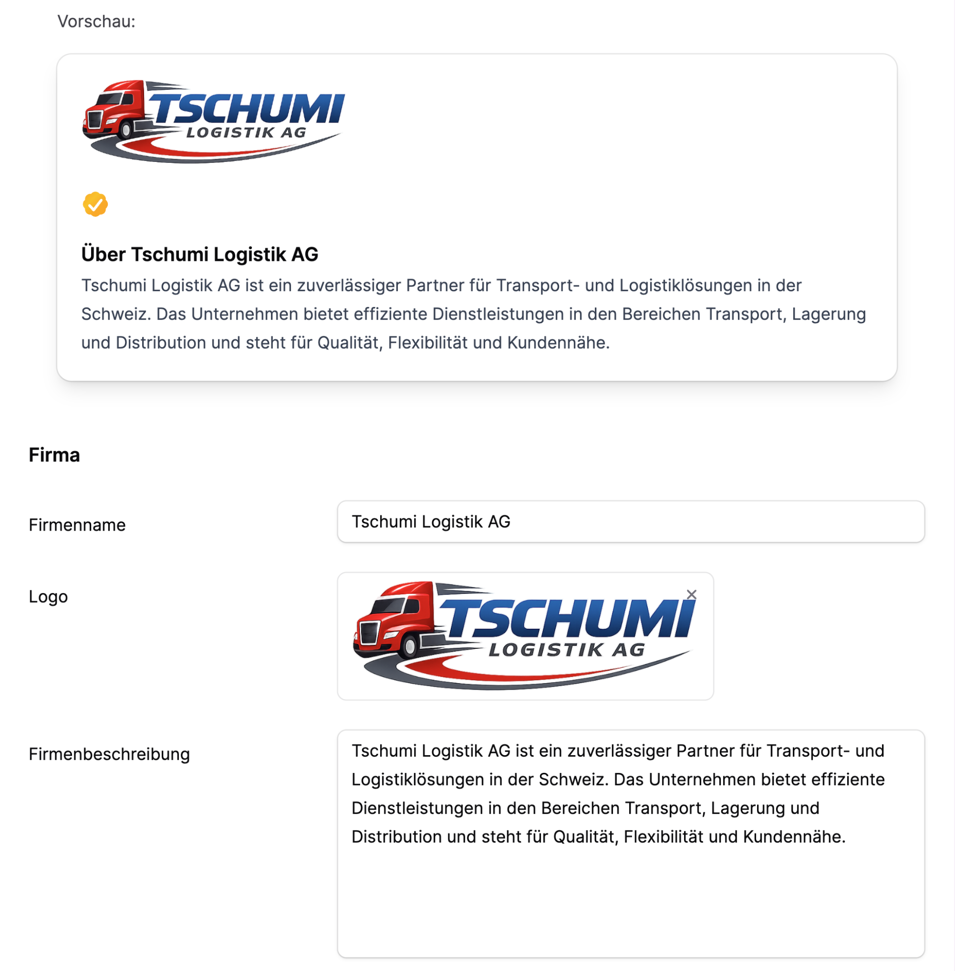 Arbeitgeber können auf dem Benutzerprofil das Arbeitgeberprofil beschreiben