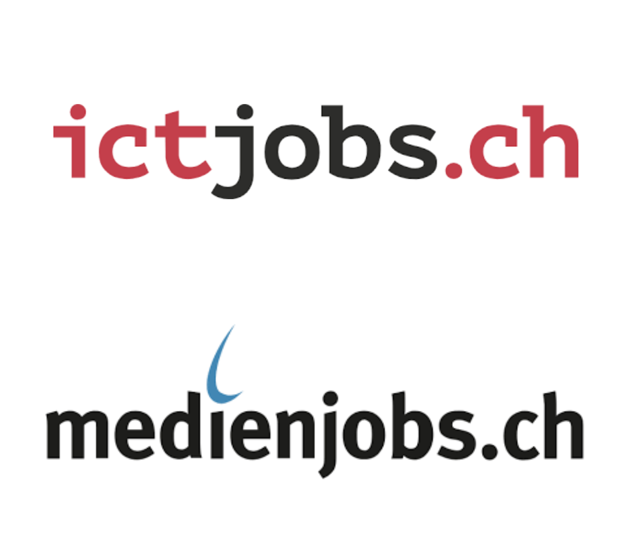 Logos of ictjobs.ch and medienjobs.ch, two new Jobmaps partner portals for ICT and media positions