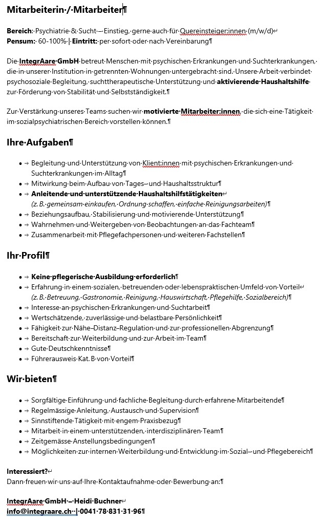 Mitarbeiter:innen Betreuung Psychiatrie & Sucht 