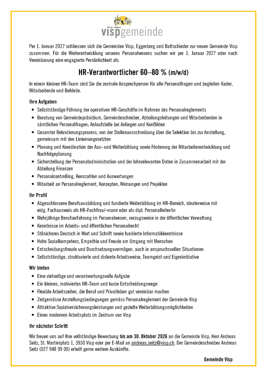HR-Verantwortlicher 60-80%